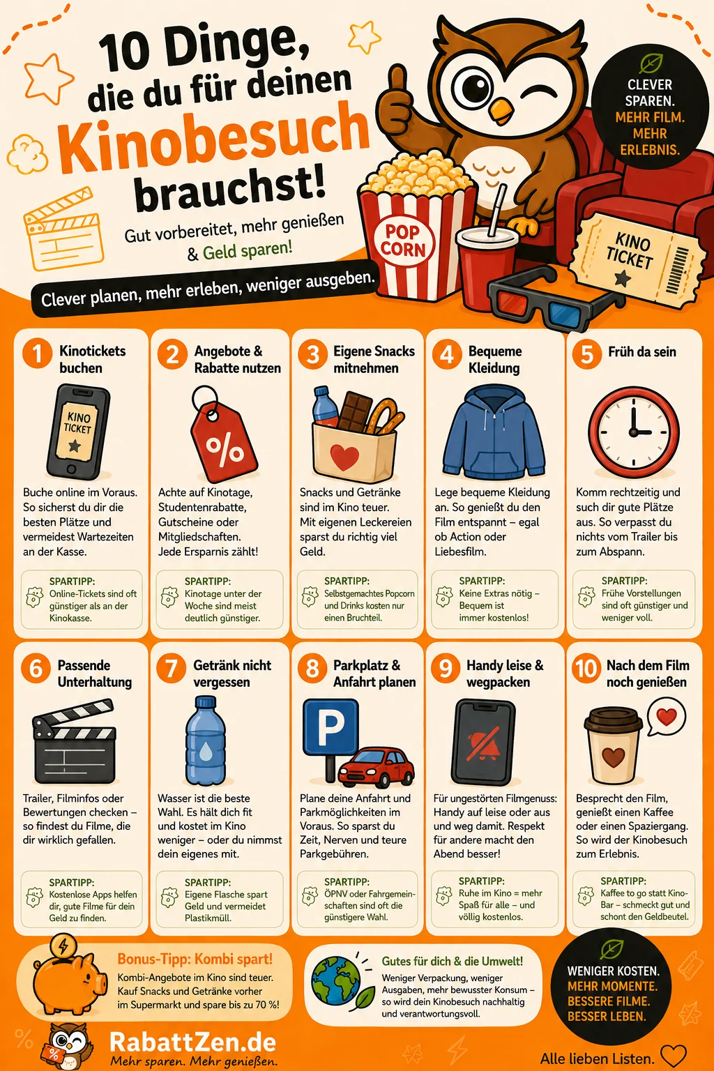 Infografik: Kinobesuch: 10 Dinge die du nicht vergessen solltest