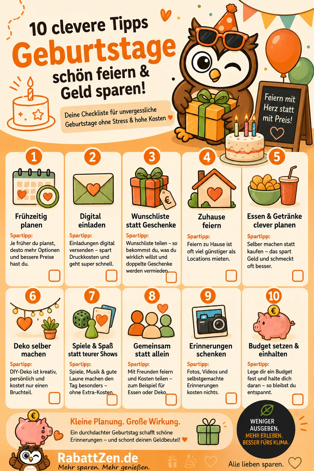 Infografik: Geburtstag feiern und sparen: 10 Tipps für tolle Party