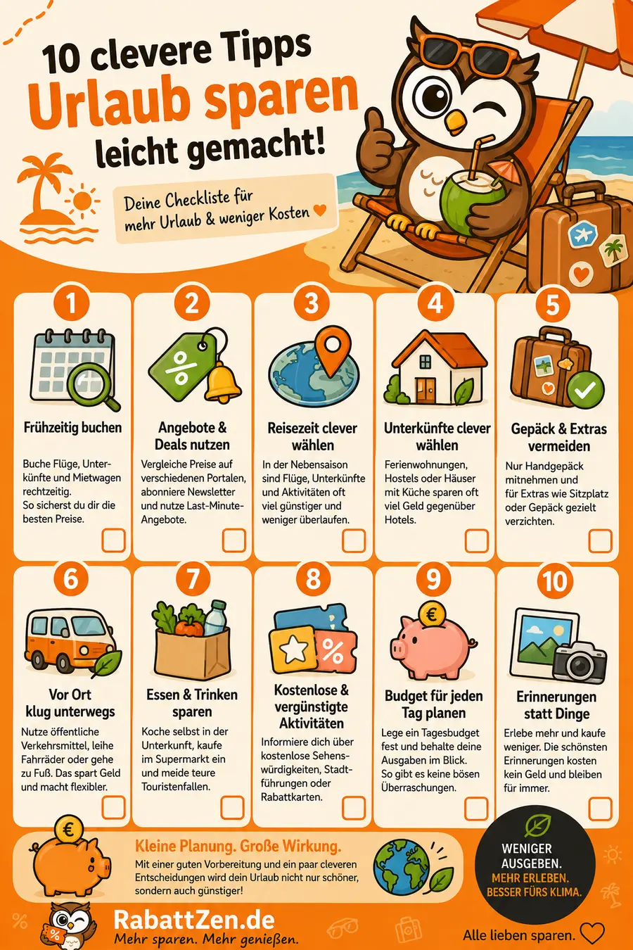 Infografik: Urlaub günstig buchen: 10 Tipps die wirklich Geld sparen