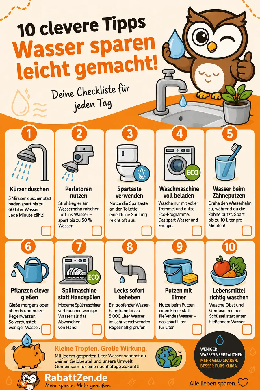 Infografik: Wasser sparen im Haushalt: 10 Tipps die sich rechnen