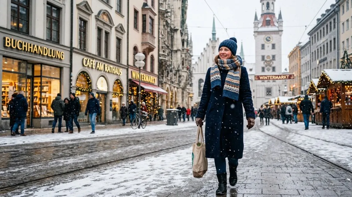 frau, wintermantel, schal, schnee, frau wintermantel, wintermantel schal, schal schnee