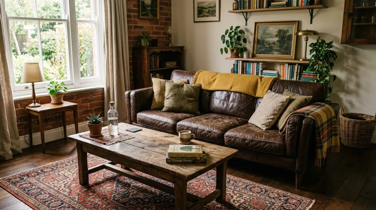 Vintage Sofas & Holztische: Braune Leder-Deals
